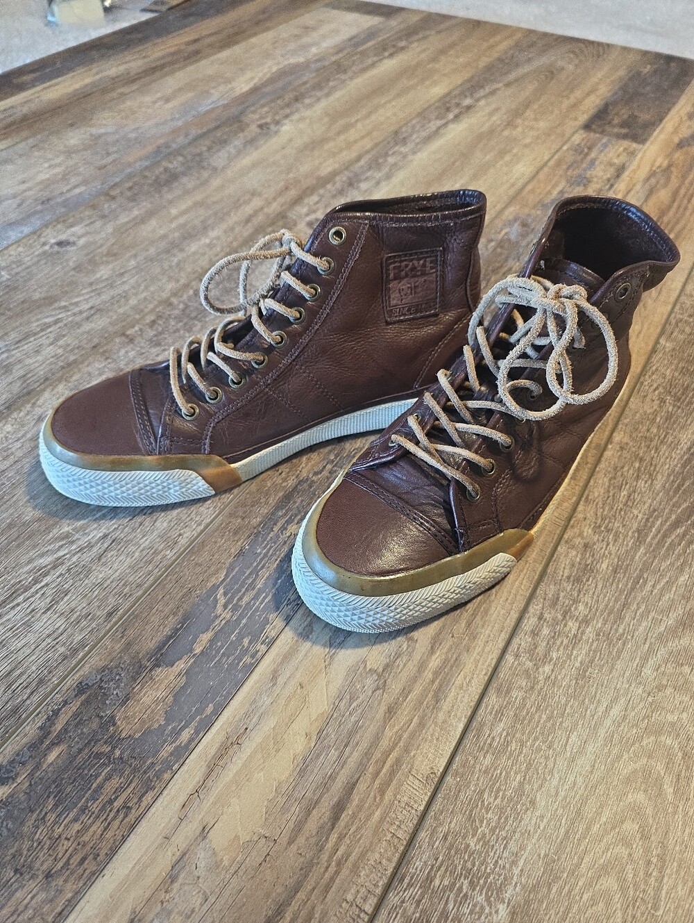 Frye - Chambers High Top Leather Sneakers - 9 - Dark Brown